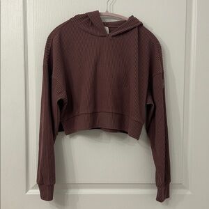 Alo Yoga Ribbed Muse Hoodie XS Pink/Purple